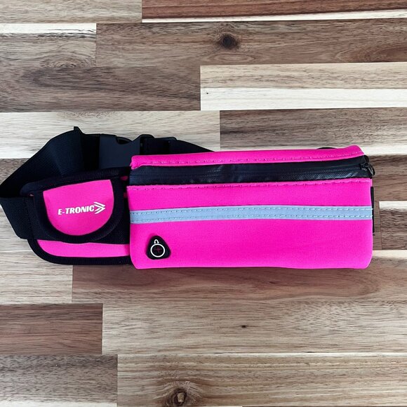 E Tronic Adjustable Running Belt Pink Black Hiking Running Cell Phone Money Key - Picture 2 of 4